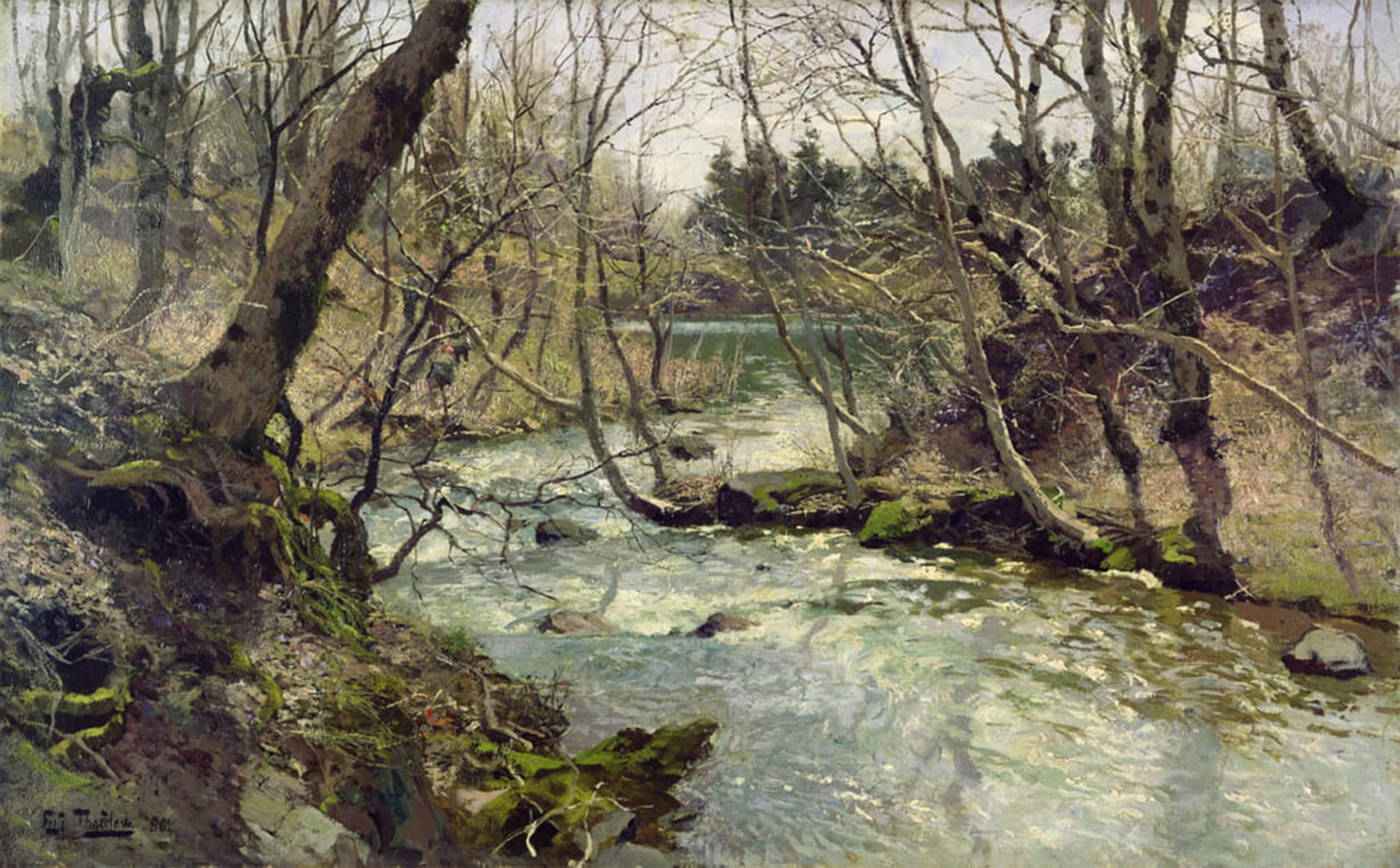 POSTERIIk Famous Modern Artwork Art Mural River by Fritz Thaulow Oil Paintings Pictures for Home Decor 60x90cm