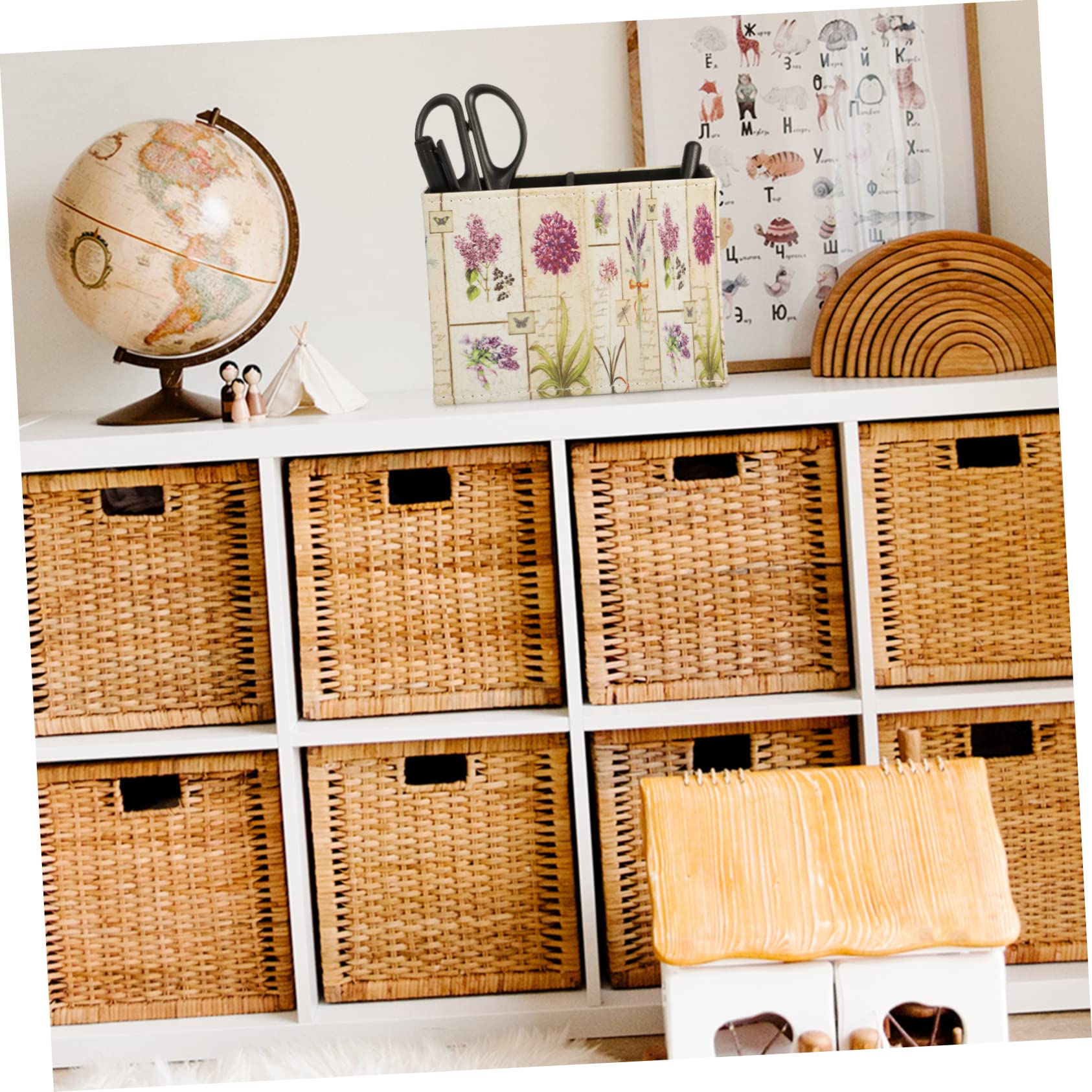 HOMSFOU 2 Eleganter Schreibtisch Organizer aus Leder Multifunktionale Aufbewahrungsbox für Fernbedienungen Stifte und Bürozubehör Kreatives Haushaltsdekor Design