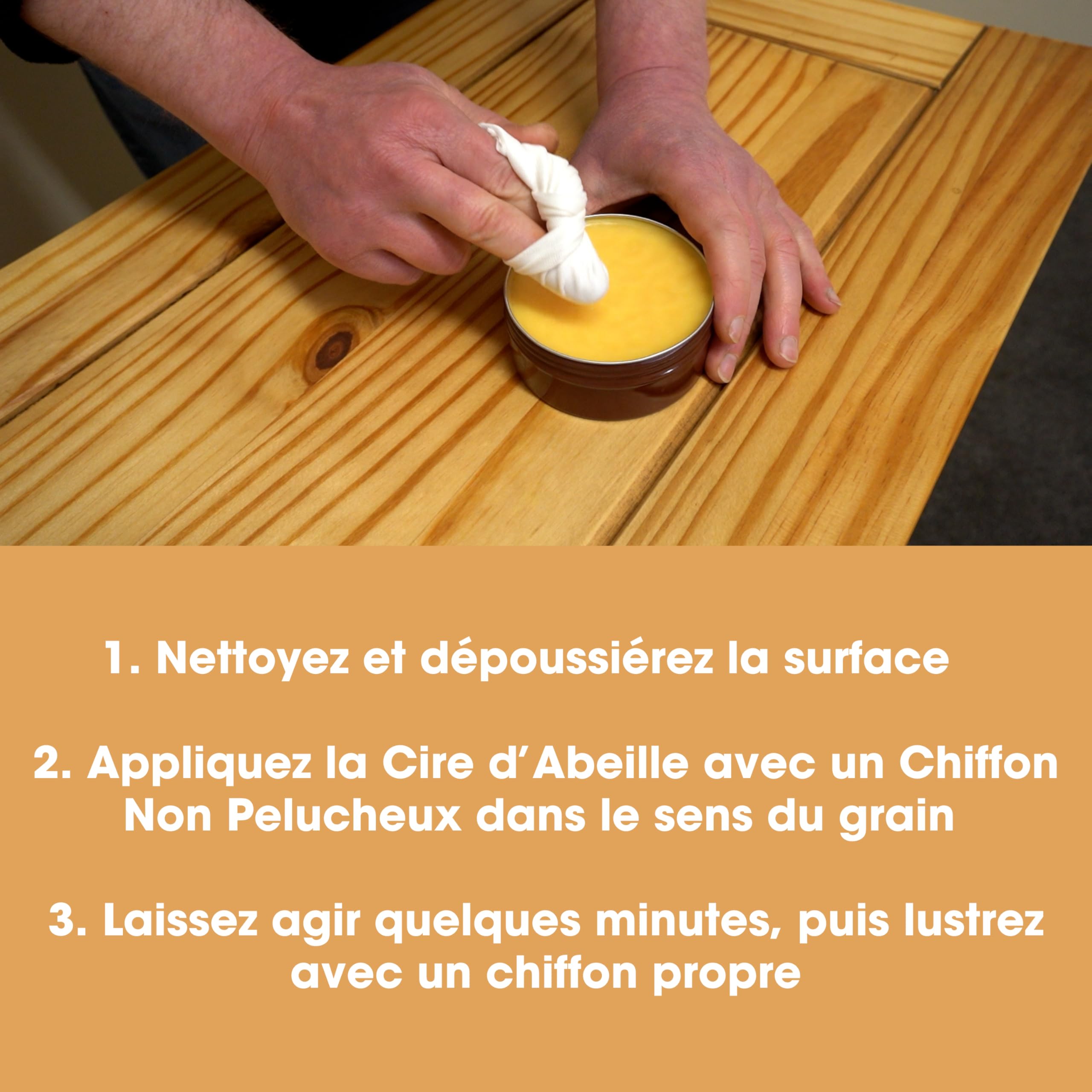 Cire d'Abeille Furniture Clinic pour Bois & Meubles Incolore 200 ml – Cire Naturelle Entretient Nourrit Protège