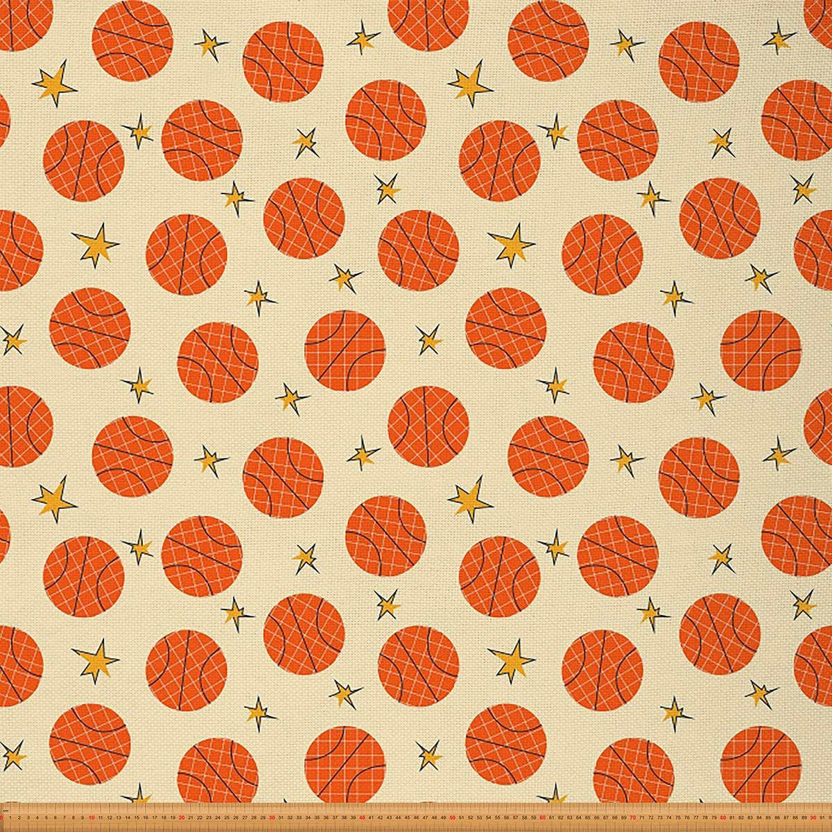 Basketball Fabric by The Yard Basketball Theme Upholstery Fabric for Chairs Couch Sports Game Grid Plaid Decorative Waterproof Fabric 1 Yard,(L92*W150cm) Yellow Orange