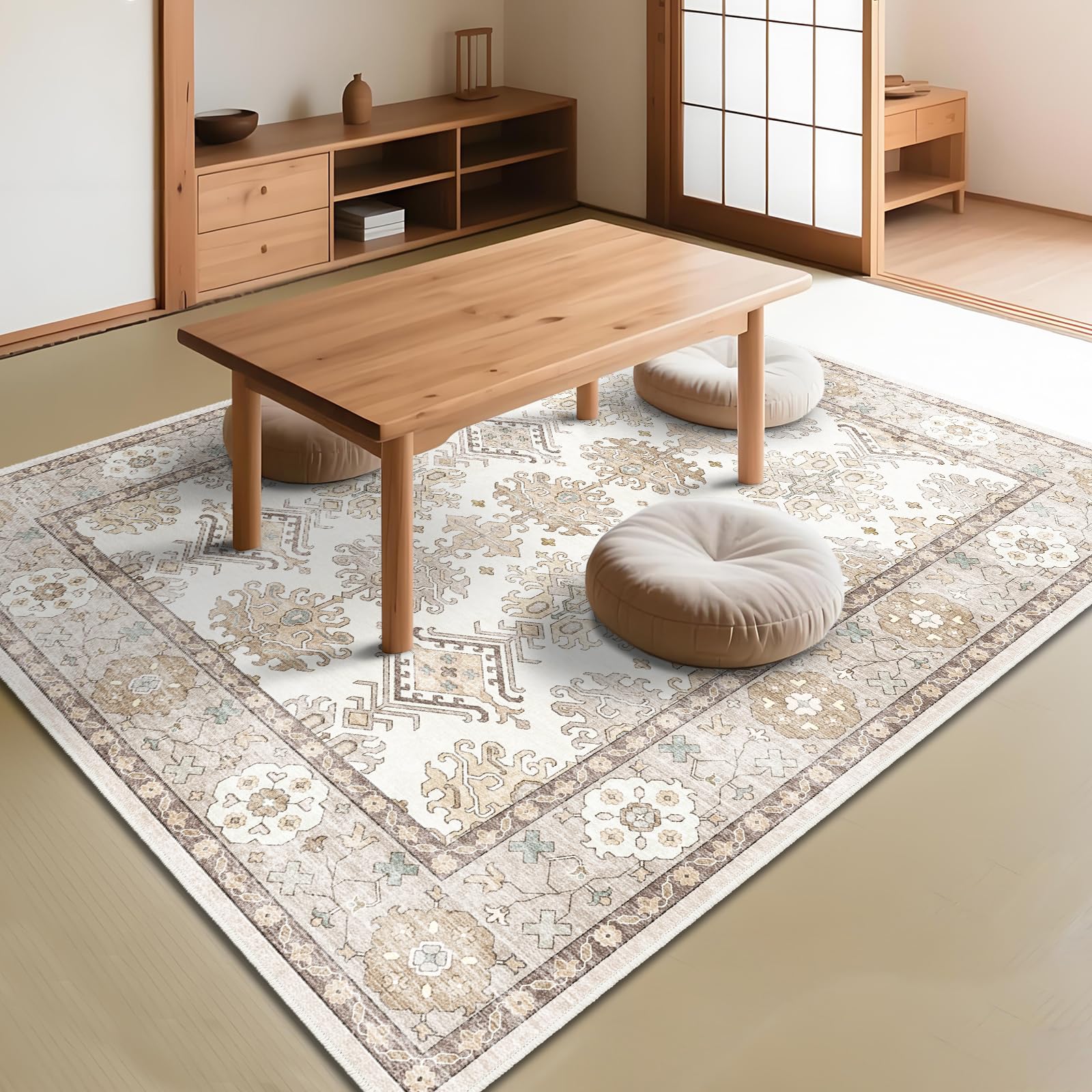 Amazon | FORTSEA 洗える ラグマット 3畳 200×250cm ペルシャ風 幾何学