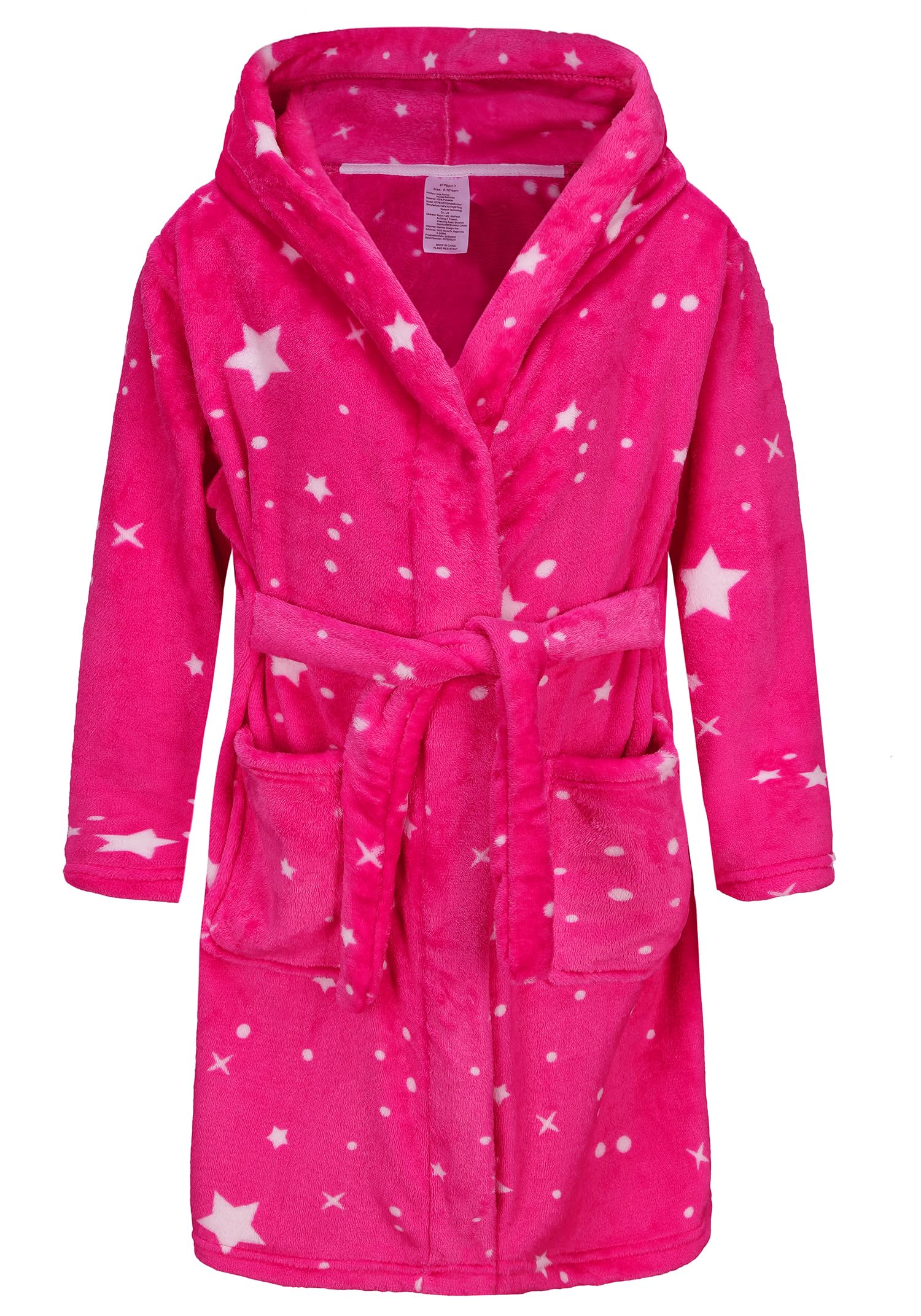 Kids Hooded Bathrobe Girls Soft Plush Hooded Flannel Pajamas Sleepwear Boys Spa Robe