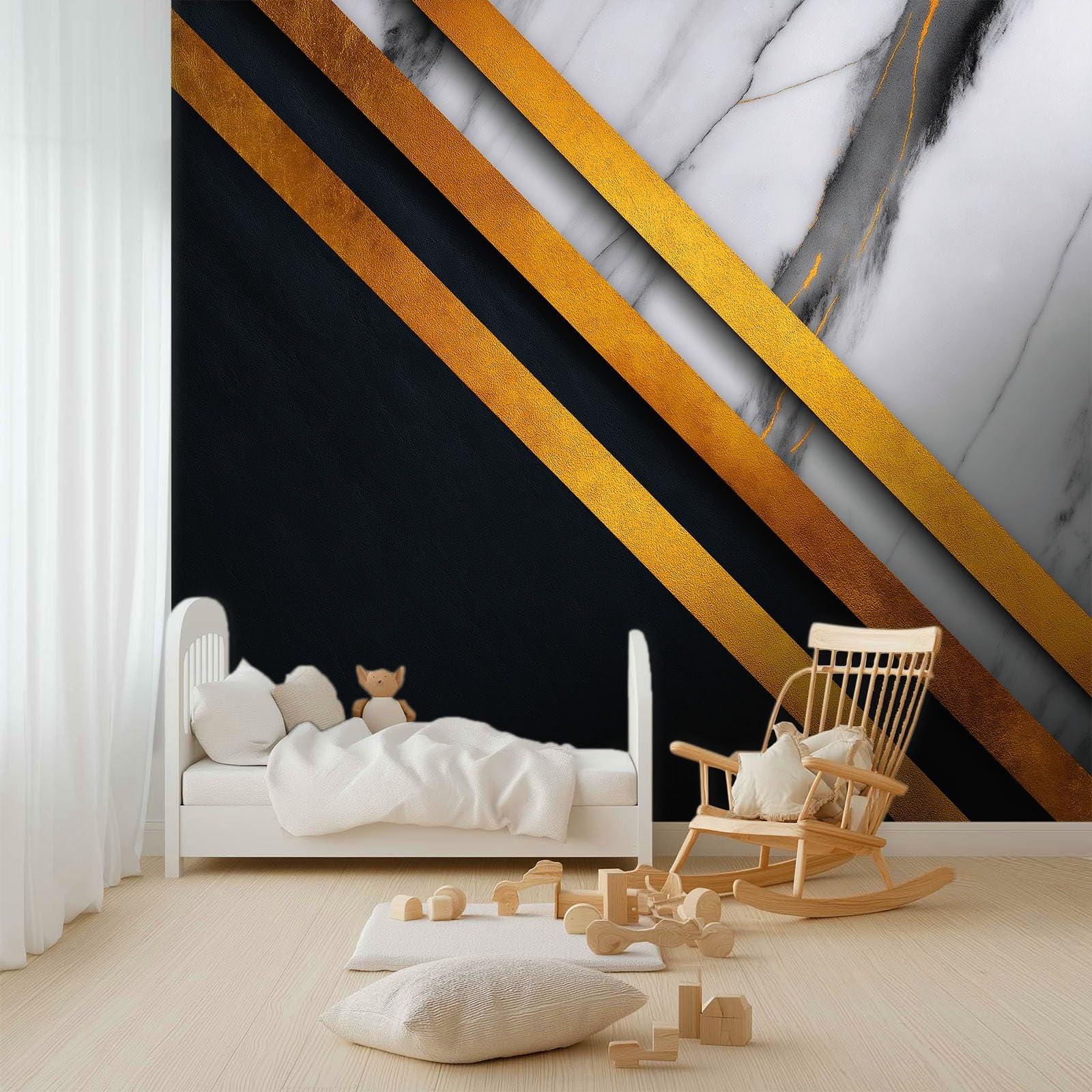 Fototapeta z włókniny, elegancka i luksusowa, 400 x 280 cm (szer. x wys.), nowoczesna tapeta z włókniny, efekt 3D, dekoracja ścienna, geometryczne paski, marmur z motywem, tapeta ścienna, salon