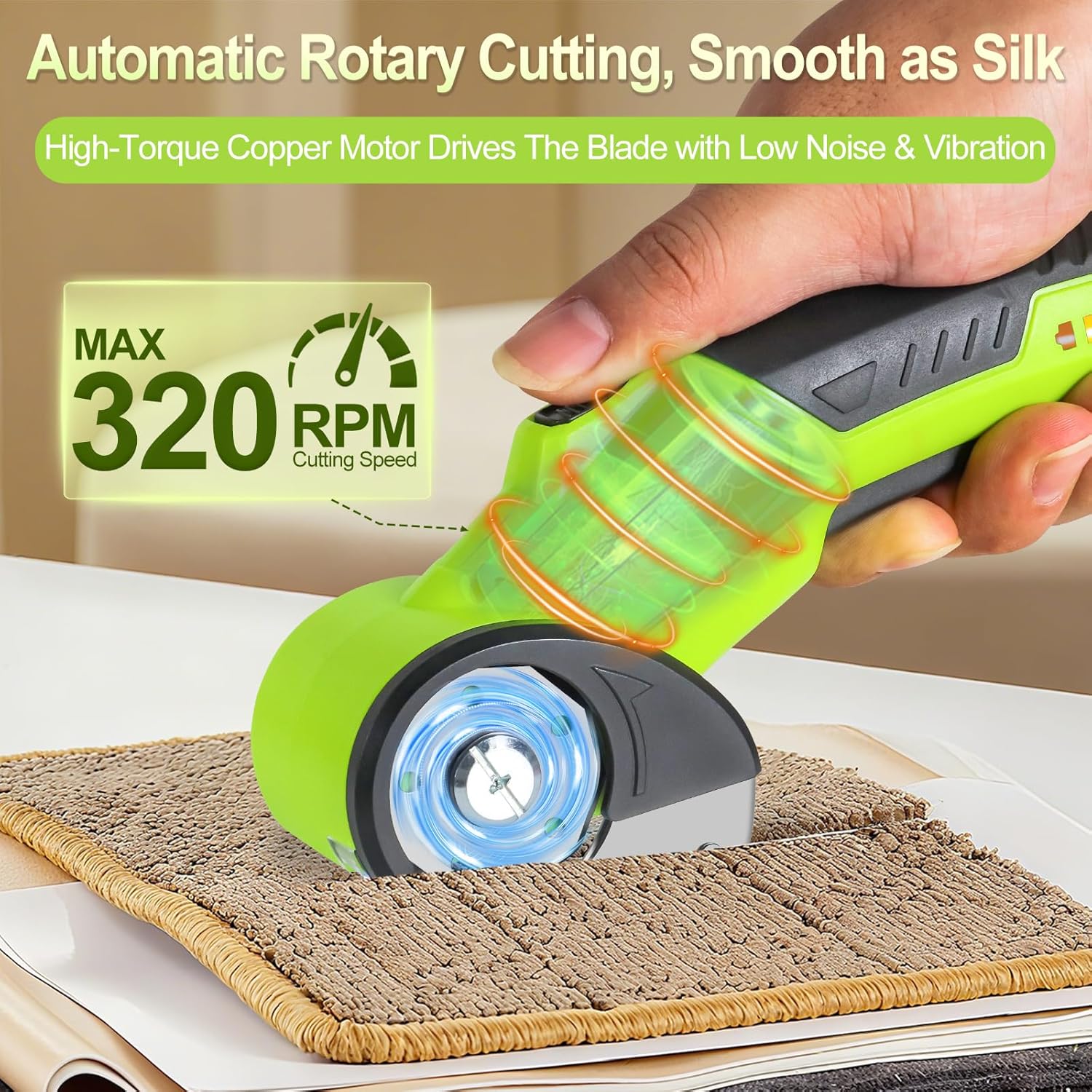 Cordless Electric Scissors - 4V Rechargeable Cardboard Cutter, Box Cutter Electric with 2 Safety Blades & LED Light, Perfect for Cutting Cardboard, Carpet, Fabric, Plastic, Leather