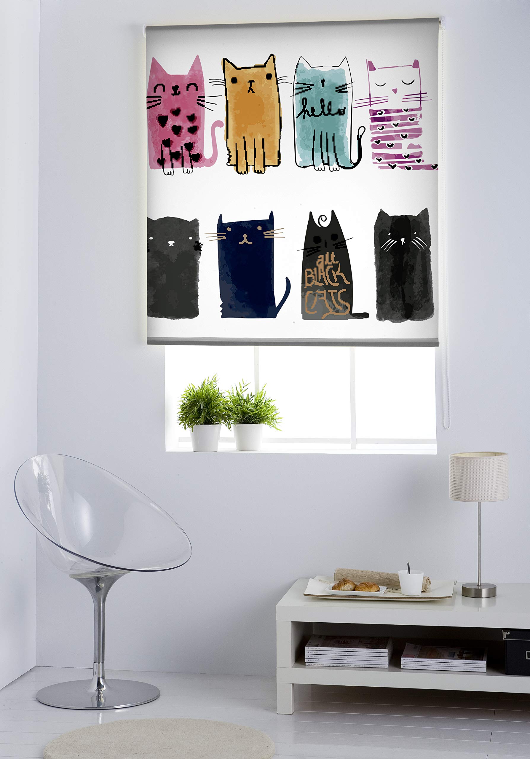 Estoralis | Animaux | Store Enrouleur | sans Outil Tissu translucide imprimé | A-233 | 90 x 150 cm. (Largeur/Hauteur) Taille du Tissu 87 x 150 cm. | Stores pour fenêtres et Portes