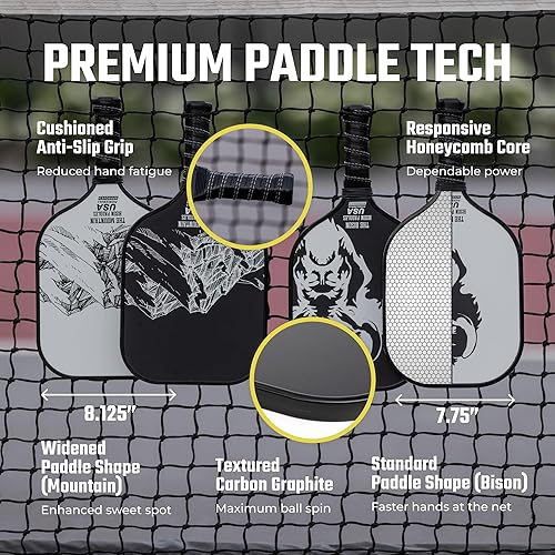 Miniatura 8 de Graphite Pickleball Paddles - Lightweight Pickleball Rackets  Honeycomb Composite Core Improves Pickle Ball Placement and Increases Power