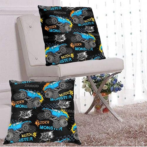 Miniatura 7 de Perinsto Juego de 2 fundas de almohada de estilo extremo Monster Truck Car para sofá, cama, decoración del hogar, 18 x 18 pulgadas