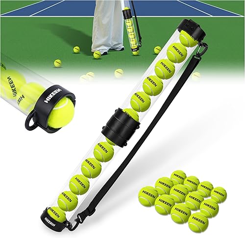 Hikeen Tubo de recogida de pelotas de tenis duradero con 612 pelotas de tenis, recogida rápida y almacenamiento, tubo de pelota de tenis con correa