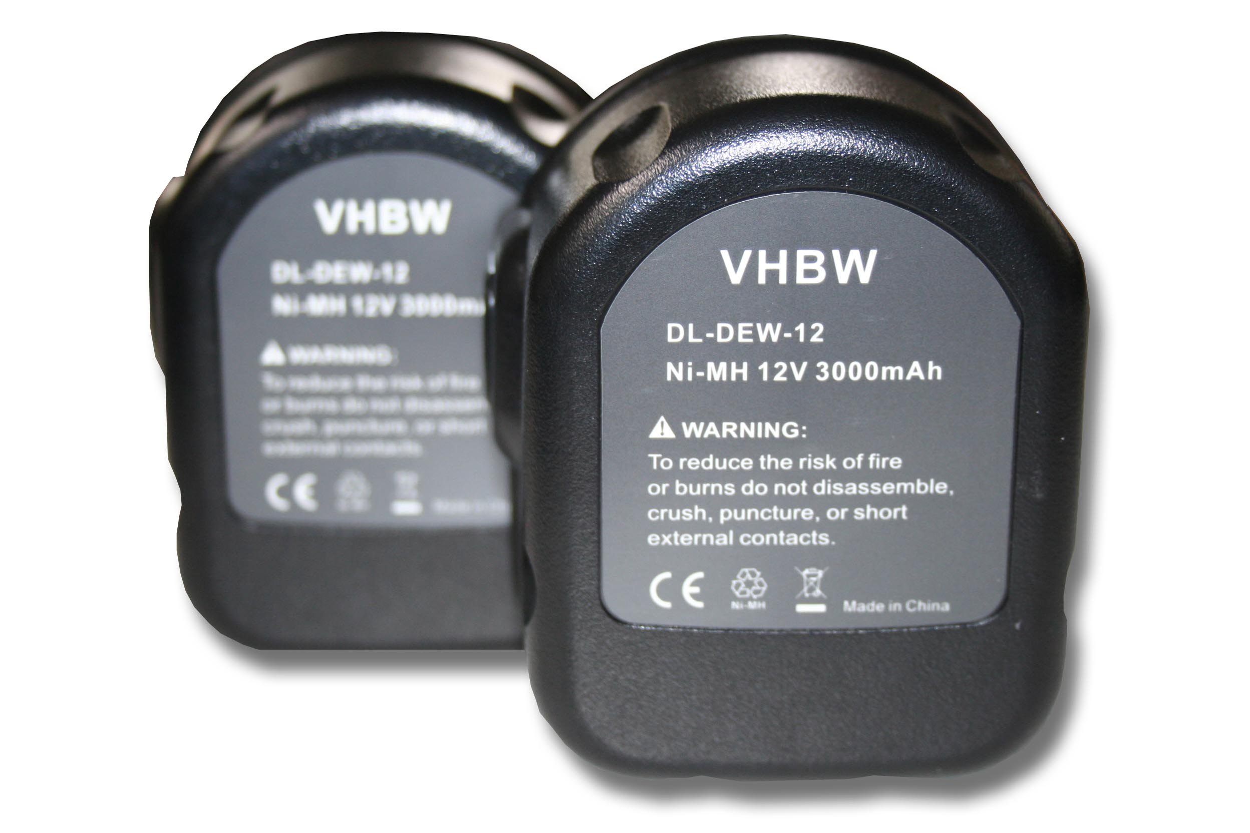 vhbw 2x batteria sostituisce Dewalt EZWA 60, ELU SBA55, DW9072, EZWA 61, DW9071, ELU EZWA 49 per utensile elettrico (3000 mAh, NiMH, 12 V)