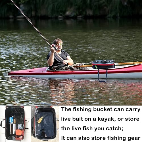 Miniatura 4 de Cubo de pesca, 6 galones/8 galones/10 galones, contenedor de pescado vivo multifuncional, cubo de cebo de pescado vivo, bolsa de pesca de EVA