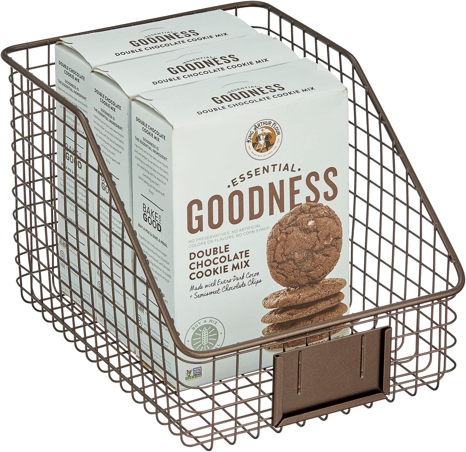 mDesign Slanted Rustic Farmhouse Metal Kitchen Pantry Food