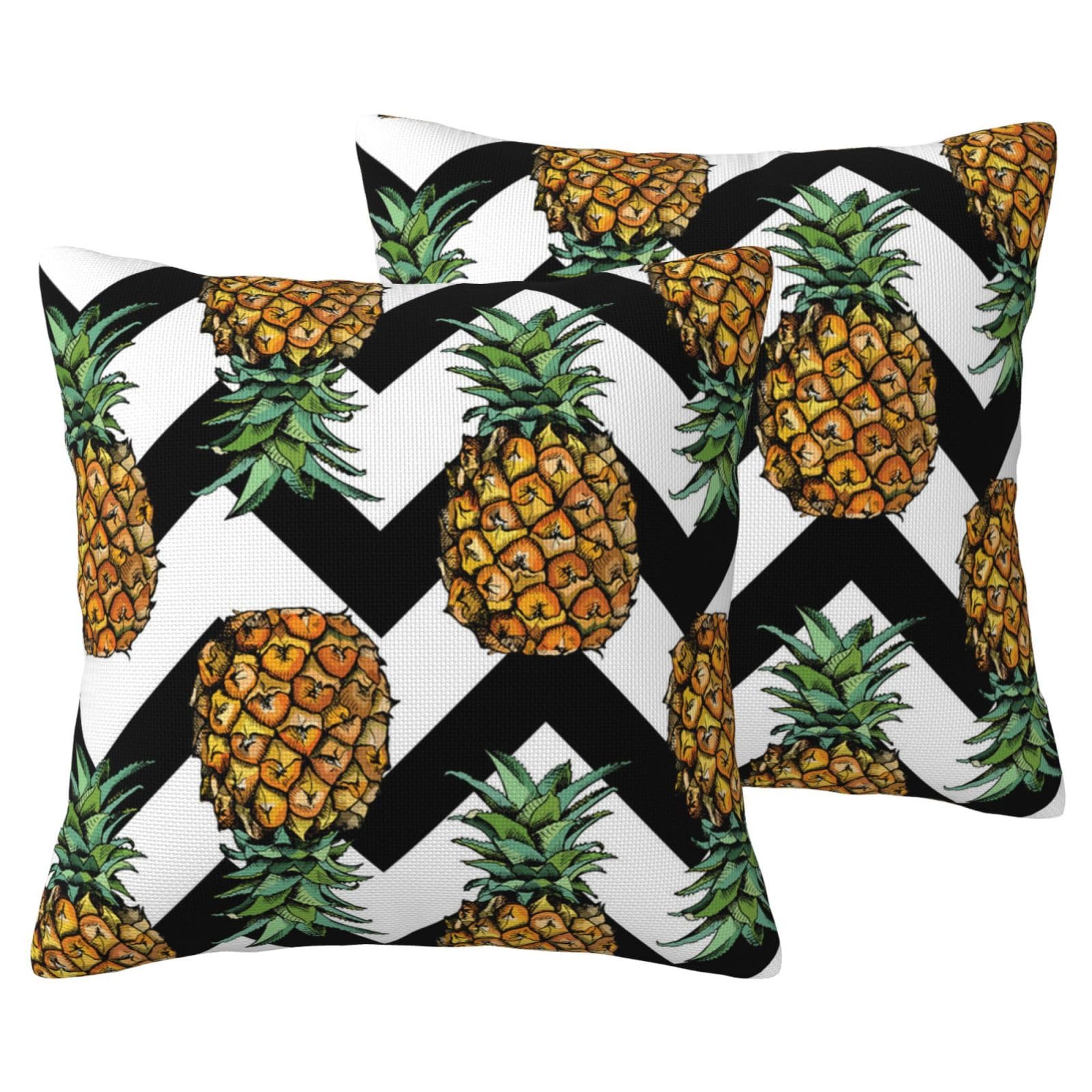 Housses de coussin imitation lin motif ananas d'été lot de 2