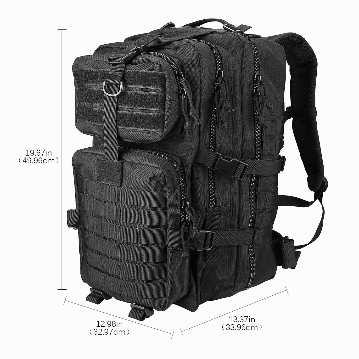 ProCase Zaino Tattico Militare 35L-48L, Pacchetto di Assalto di Grande Capacità 3 Giorni Zaino Borsa Go per Caccia, Trekking e Campeggio e Altre Attività All'aperto –Nero