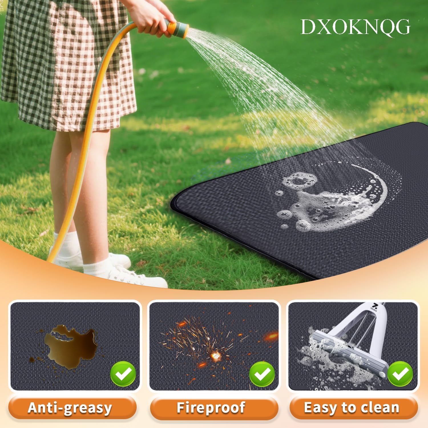 Thicken 65 * 48 inches Large Outdoor Deck Camping fire Pit mat, BBQ Double-Sided Silicone Coated Fireproof Floor mat, Waterproof, Fireproof and Oil-Proof Protection mat Under Blackstone Grill