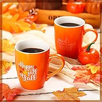 Vista 4 de Funtery 4 tazas de café de Acción de Gracias, tazas de otoño, calabazas, tazas de café Happy Fall Y'all, taza de café de calabaza de buenos días