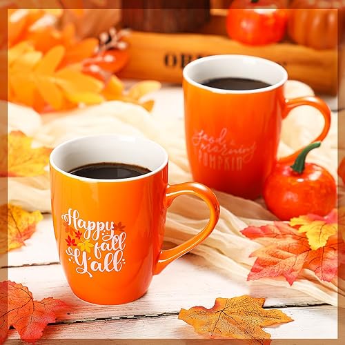 Miniatura 4 de Funtery 4 tazas de café de Acción de Gracias, tazas de otoño, calabazas, tazas de café Happy Fall Y'all, taza de café de calabaza de buenos días,
