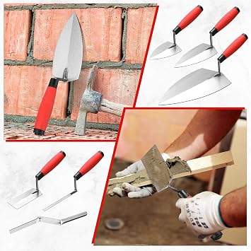 Lasnten 6 PCS Masonry Hand Tool Set 11 x 5-1/2 Philadelphia Brick Trowel