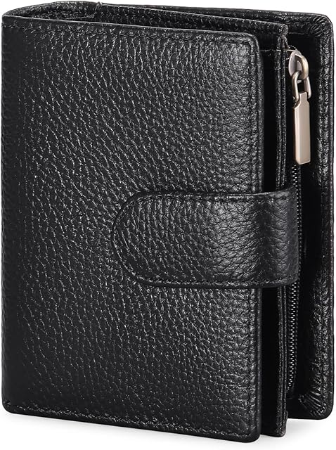 GAEKEAO Purses for Women Genuine Leather Small Bifold RFID Blocking Womens Wallet with 14 Card Slots and Zipper Coin Purse