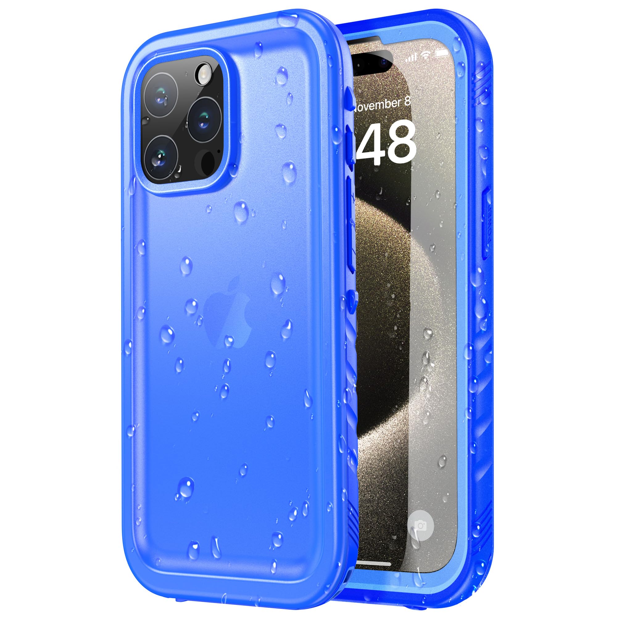SPORTLINK for iPhone 15 Pro Max Waterproof Case, Blue, 6.7" | Military-Grade Heavy-Duty 360° Full-Body Protection with Built-in Screen & Camera