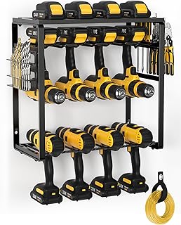Power Tool Organizer, Drill Holder Wall Mount, Heavy Duty Garage Tool Organizer and Storage, Suitable Tool Rack for Tool Room, Workshop, Garage, Utility Storage Rack for Cordless Drill (Black-5)