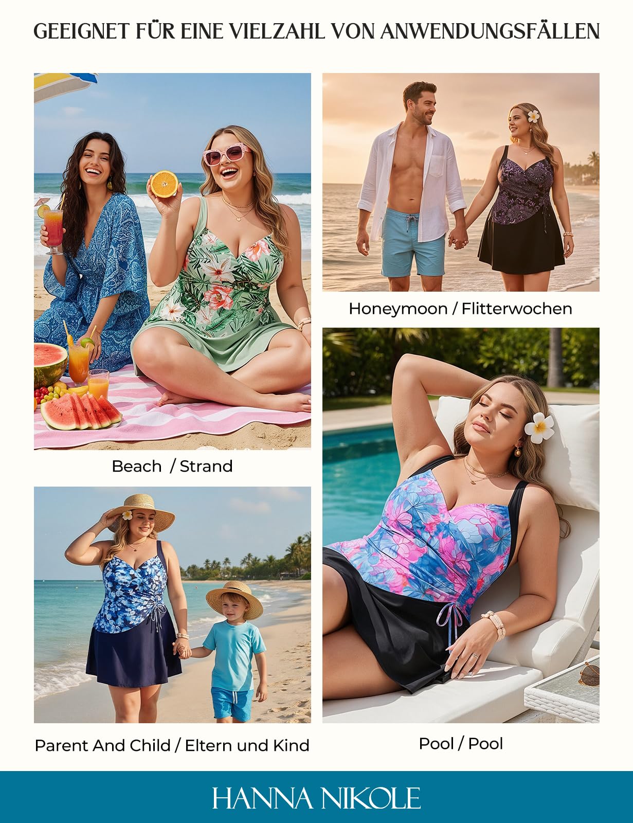 Hanna Nikole Robe de bain une pièce grande taille pour femme, maillot de bain froncé gainant, maillot de bain push-up à col en V