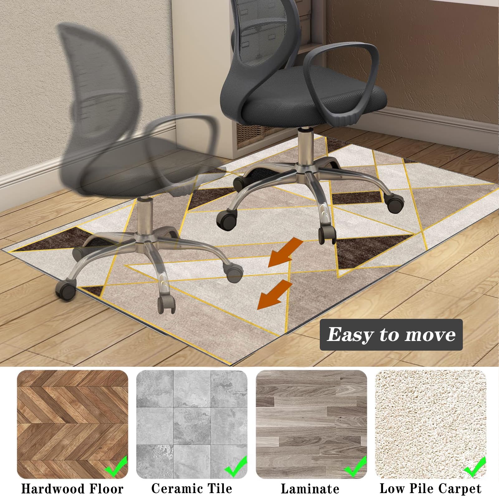 Tapis Gaming Sol, Tapis Protège-Sol, Tapis Chaise de Bureau, Tapis de Protection Protection de sols durs, 140 x 160 cm Tapis Sol Gamer Antidérapant pour Bois/Carrelage pour Bureau et Maison