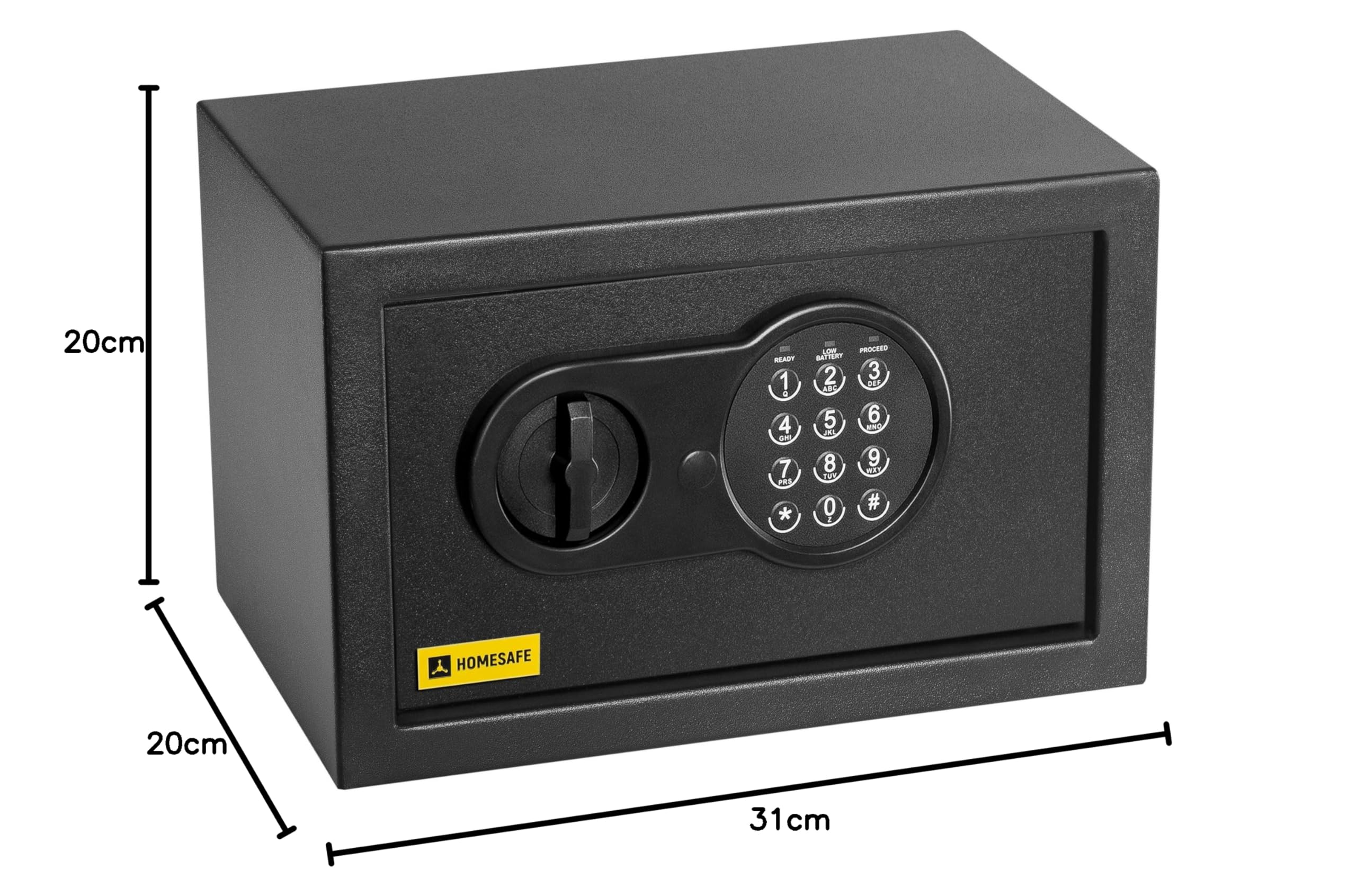 HomeSafe HV20E Cassaforte Piccola con Codice, 20x31x20cm (HxLxP), Cassaforte da Armadio Digitale con Combinazione Elettronica, Cassetta di Sicurezza per Soldi e Gioielli, Sicurezza Domestica