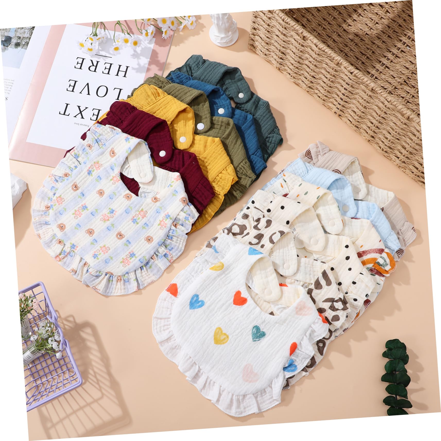LIFKOME 12stücke Babylätzchen Für Neugeborene Sabberlätzchen Baumwollfütterungstücher Mit Druckknöpfen Saugfähige Babytischdecken Praktische Babyaccessoires