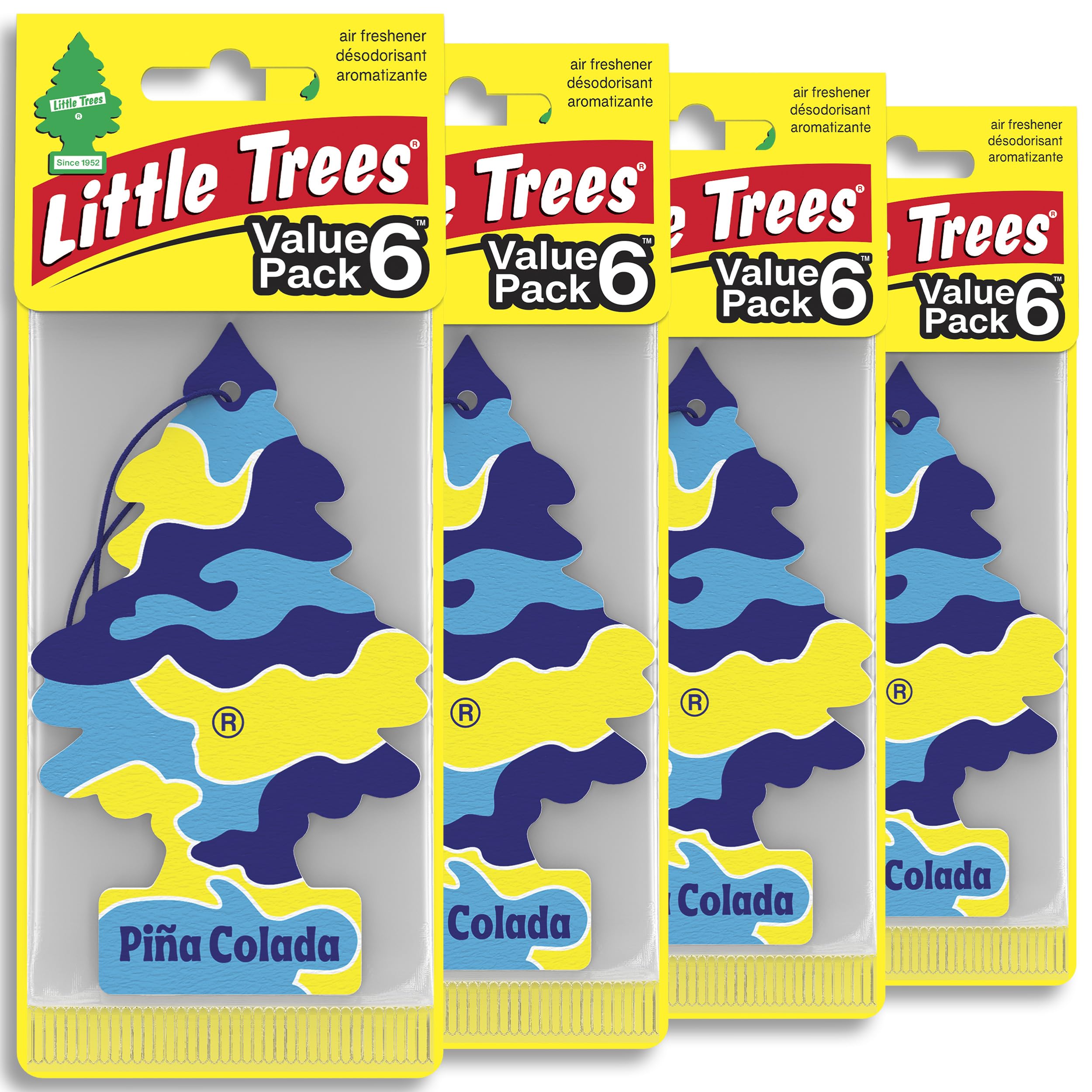 LITTLE TREES Car Air Freshener | Hanging Tree Provides Long Lasting Scent for Auto and Home | 24 Air Fresheners |Piña Colada Piña Colada 4 Count (Pack of 6)