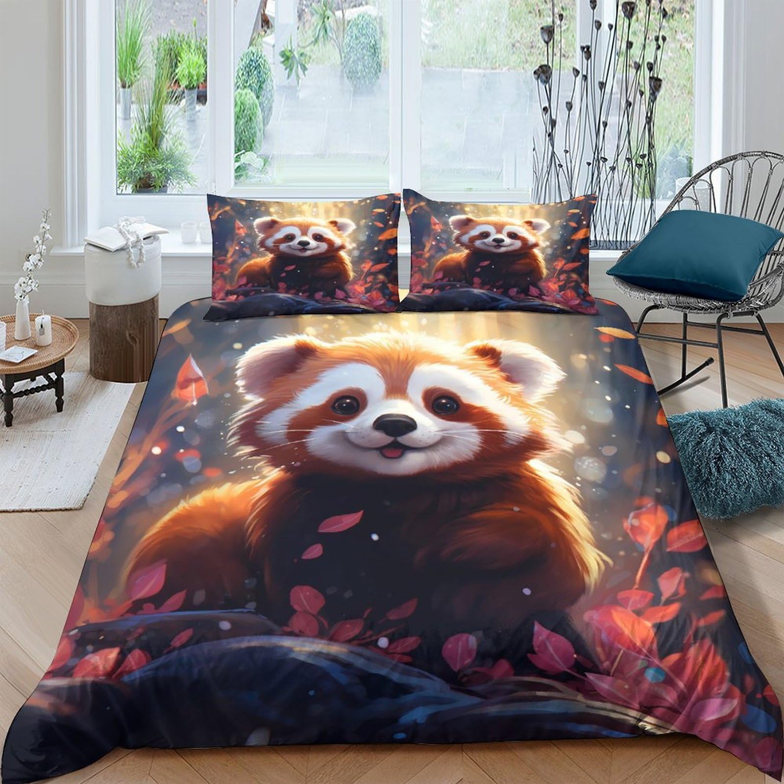 Ctjqhvkz Style-4 3D Printed Red Panda Fitted Sheet Microfiber Soft Animal Forest Mattress Cover For Bedroom Guest Room Decor Single（135X200cm）