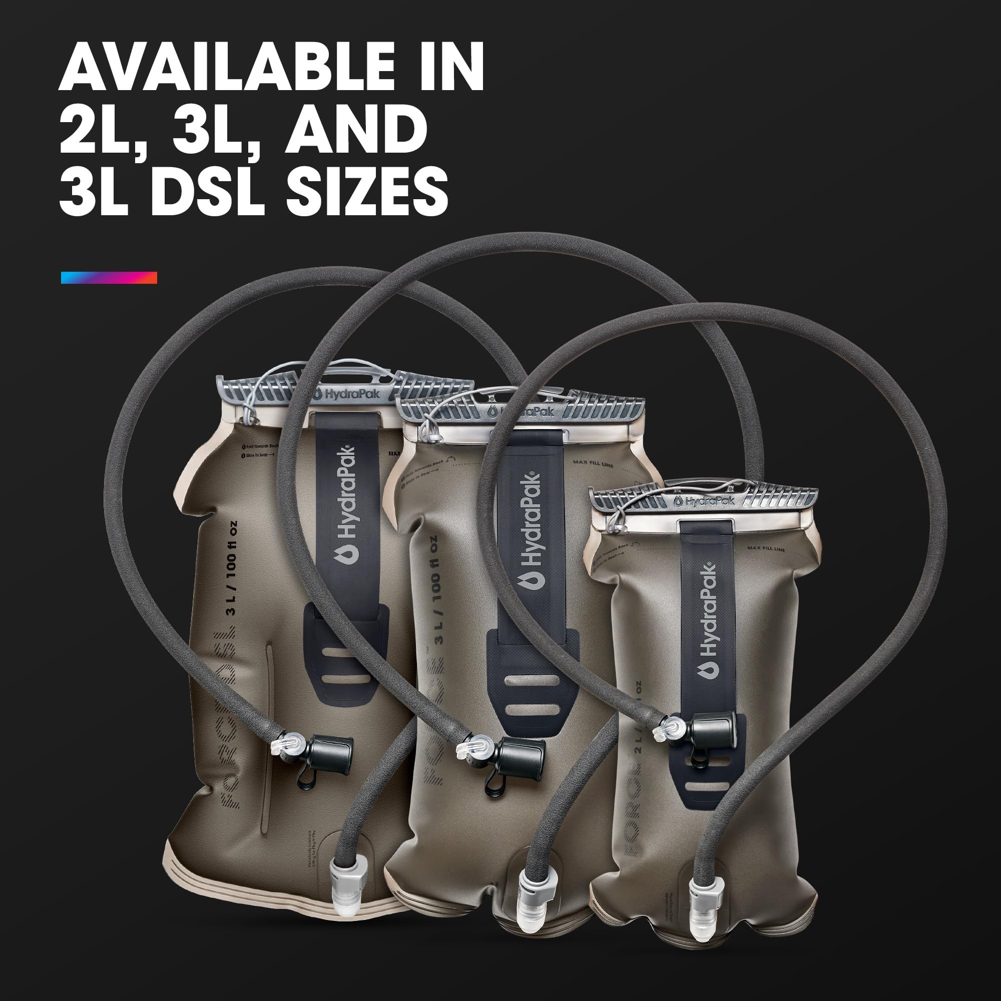 Hydrapak Force DSL - Depósito de Agua Ultra Duradero para Mochilas de hidratación tácticas y portaplatos, 3 litros, Perfil Plano, Tubo Aislante, Seguro y fiable