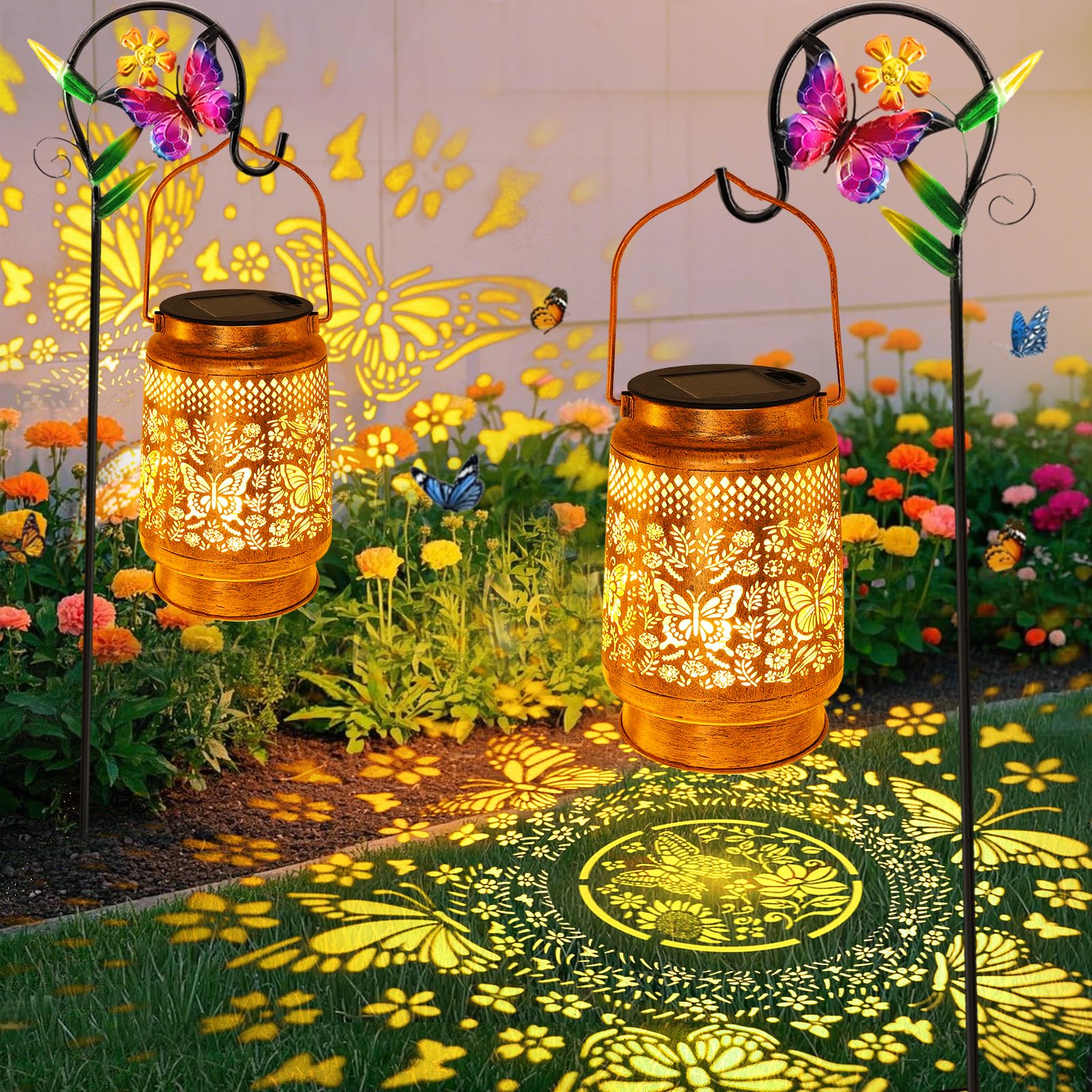 Solar Lanterns Outdoor Butterfly Garden Decor, Birthday Gifts for Women Mom