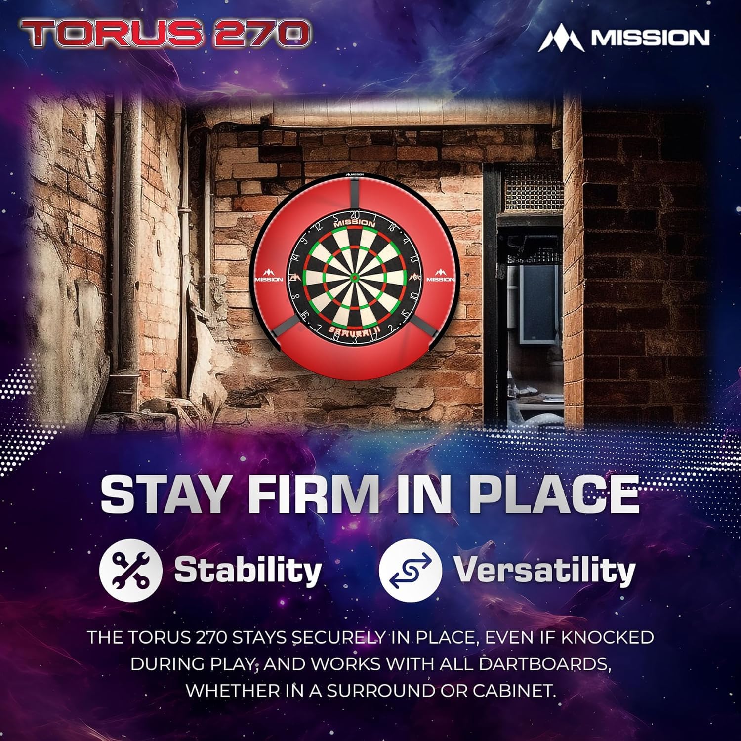 Mission Darts Torus 270 system oświetlenia LED do darta, piaskowana czerń