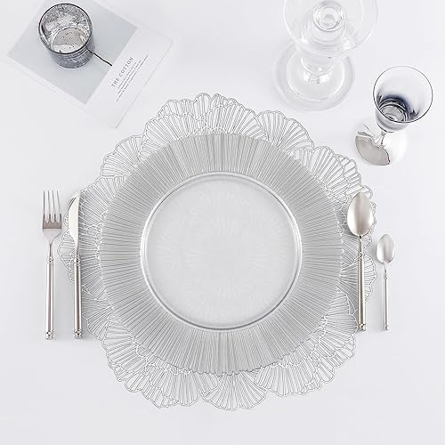 Vista 11 de Juego de 12 manteles individuales redondos de color oro rosa, manteles individuales de vinilo, manteles individuales para mesa de cocina, mesa