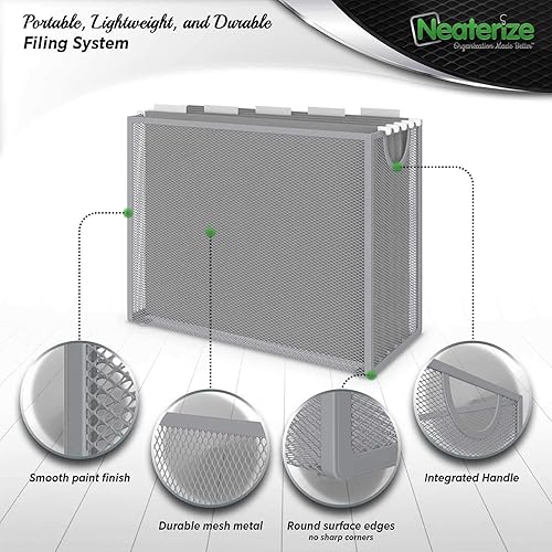 Miniatura 6 de Organizador de archivos colgante. Caja resistente para archivos de escritorio de tamaño carta para almacenamiento de carpetas de archivo. Incluye 5