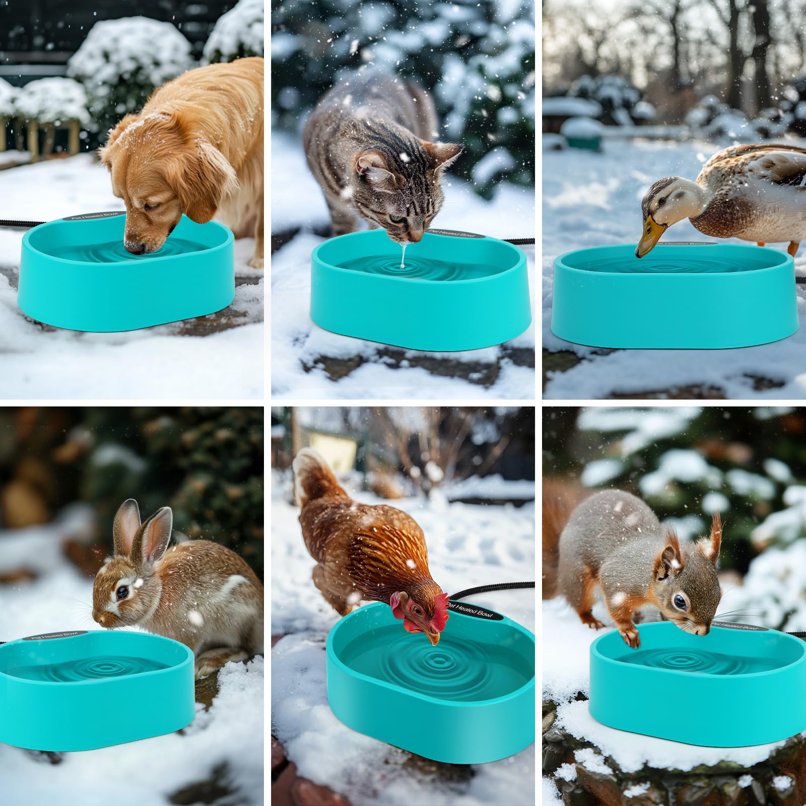 Diealles Shine Ecuelle d'eau Chauffée pour Chiens, 3.7L Ecuelle Chauffée pour Animaux Domestiques, Abreuvoir Chauffé Antigel, 2m Câble Anti-Bite, Ecuelle d'eau Chauffée pour Chiens Chats Lapins