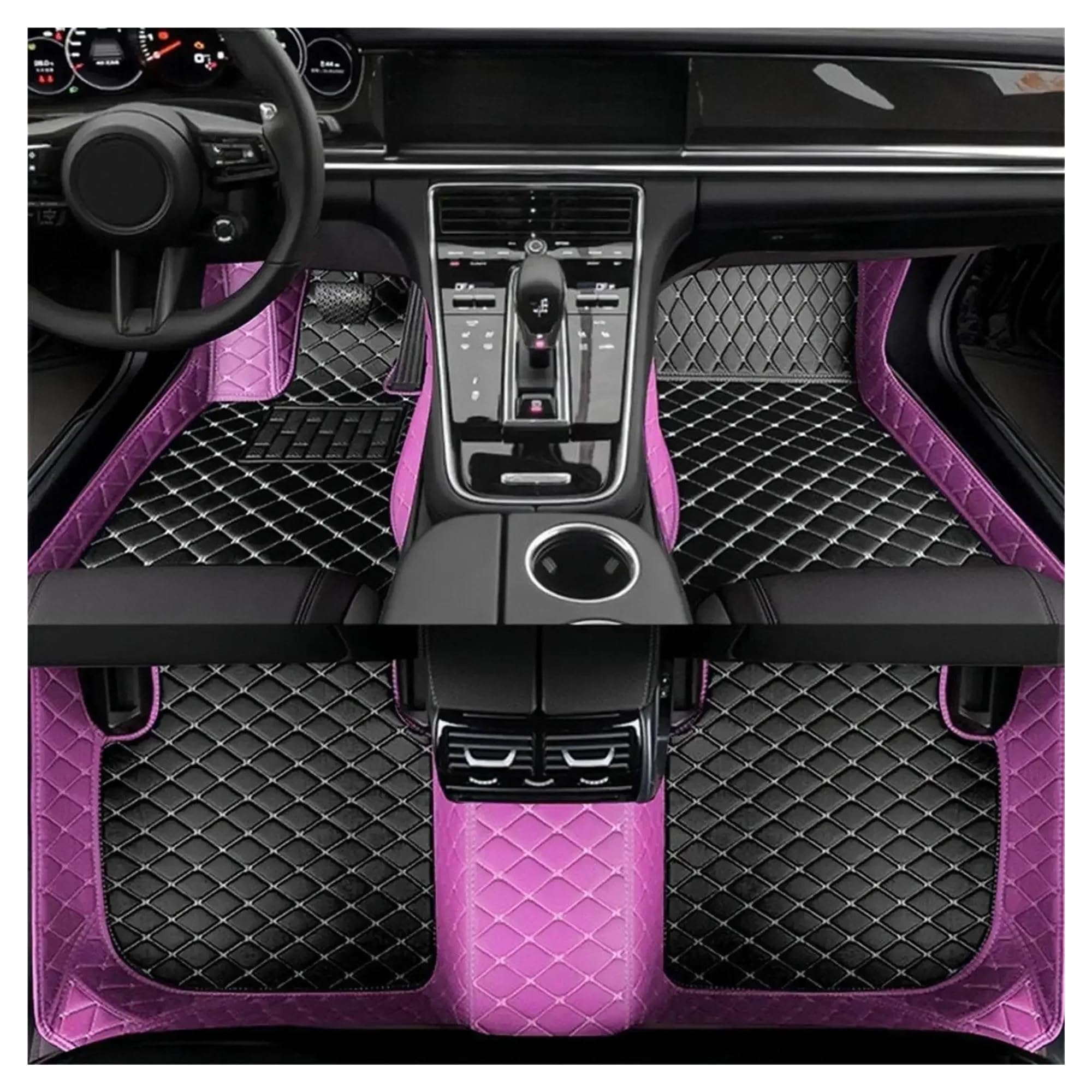 Auto Fussmatten Für Chevy Für Cruze Sedan 2009 2010 2011 2012 2013 2014 Wetterfeste Luxus-Leder-Bodenmatten 3D-Teppich-Auto-Fußmatten Fußmatten Automatten(Style 2 Blue Black)
