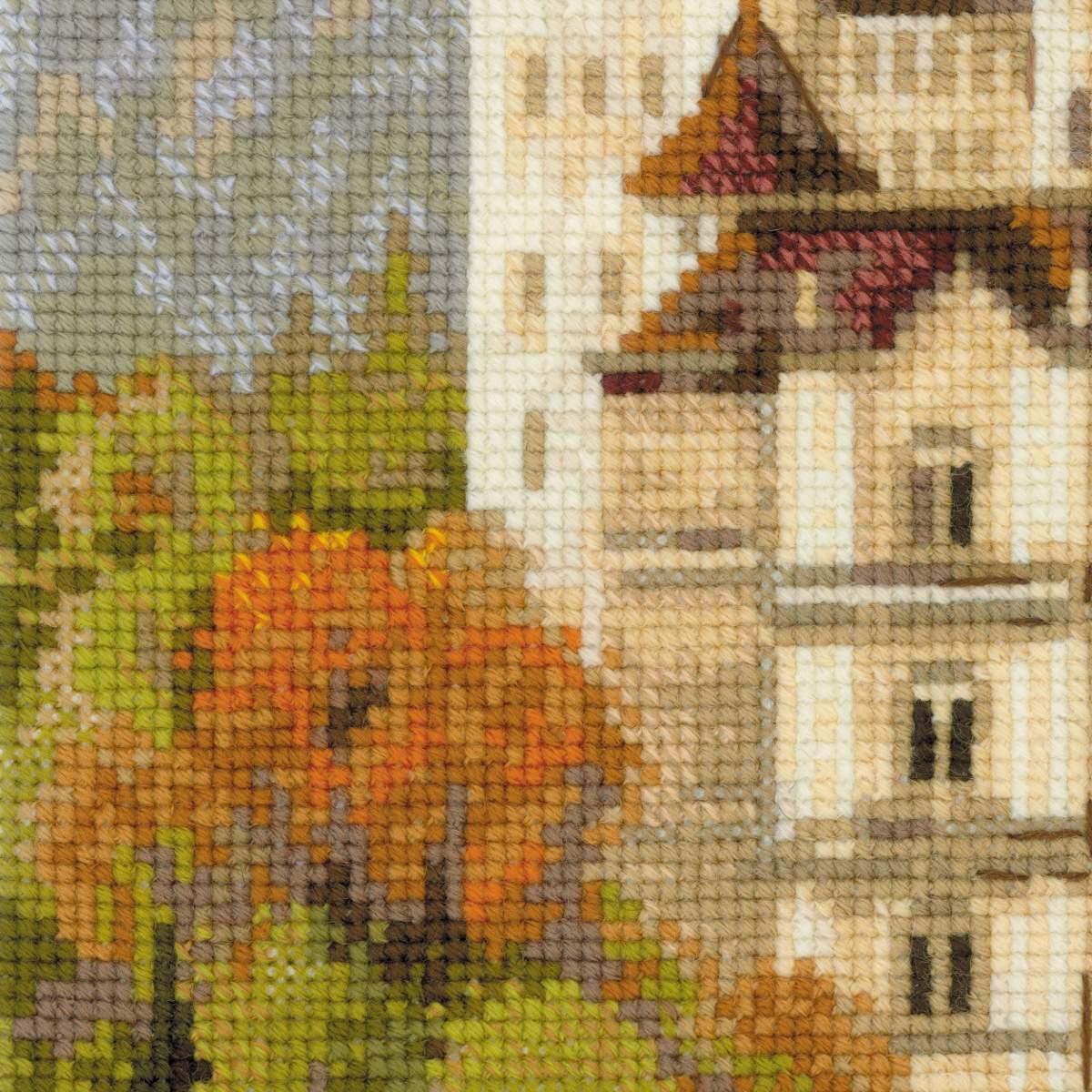 RIOLIS Zamek Neuschwanstein opakowanie ?ciegu krzy?ykowego, bawe?na, wielokolorowe, 35 x 60 x 0,1 cm