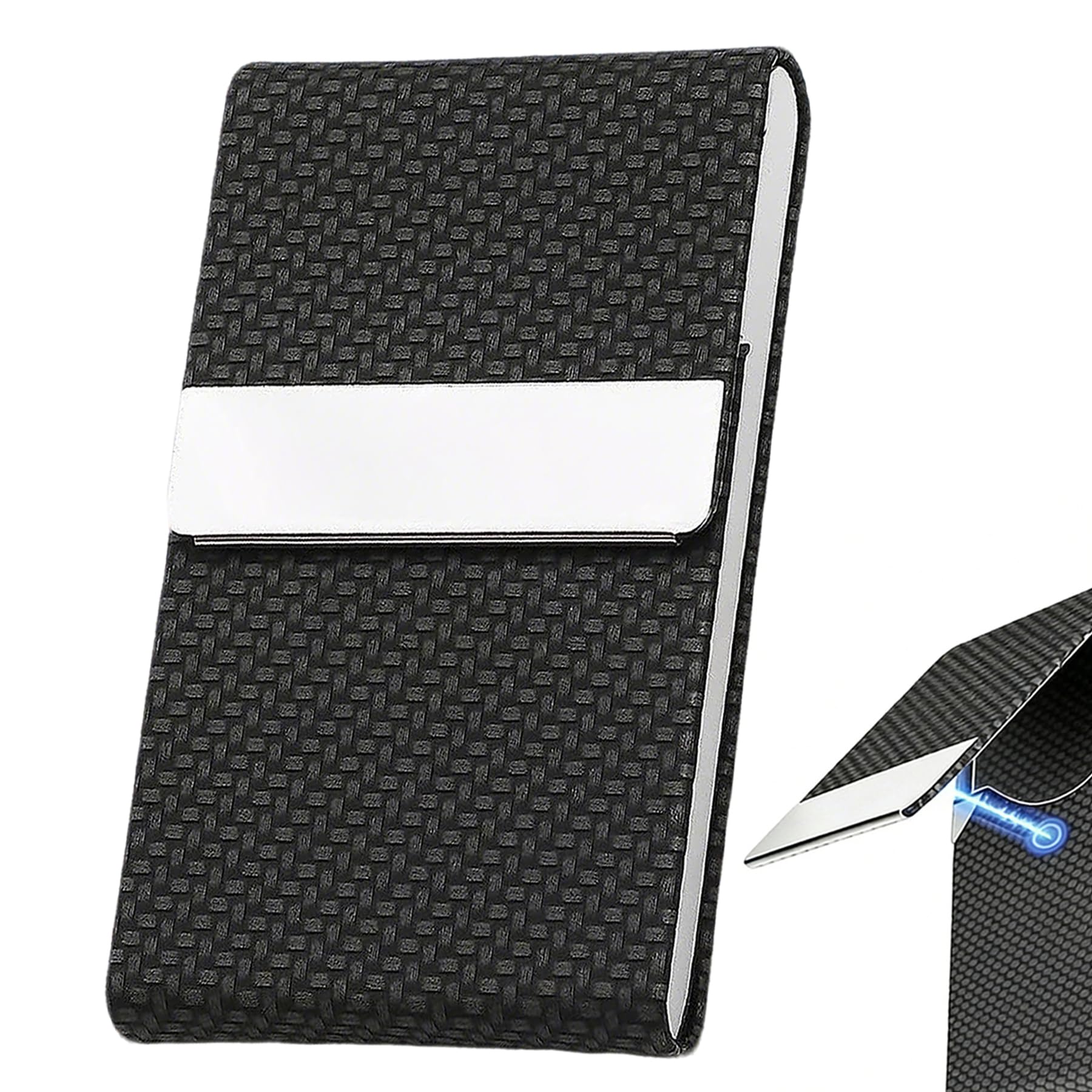 Visitenkartenetui aus Edelstahl mit Magnetverschluss Business Card Holder Kreditkartenetui Schlanke Visitenkarten Hülle Professionelle Visitenkartenbox für Damen und Herren