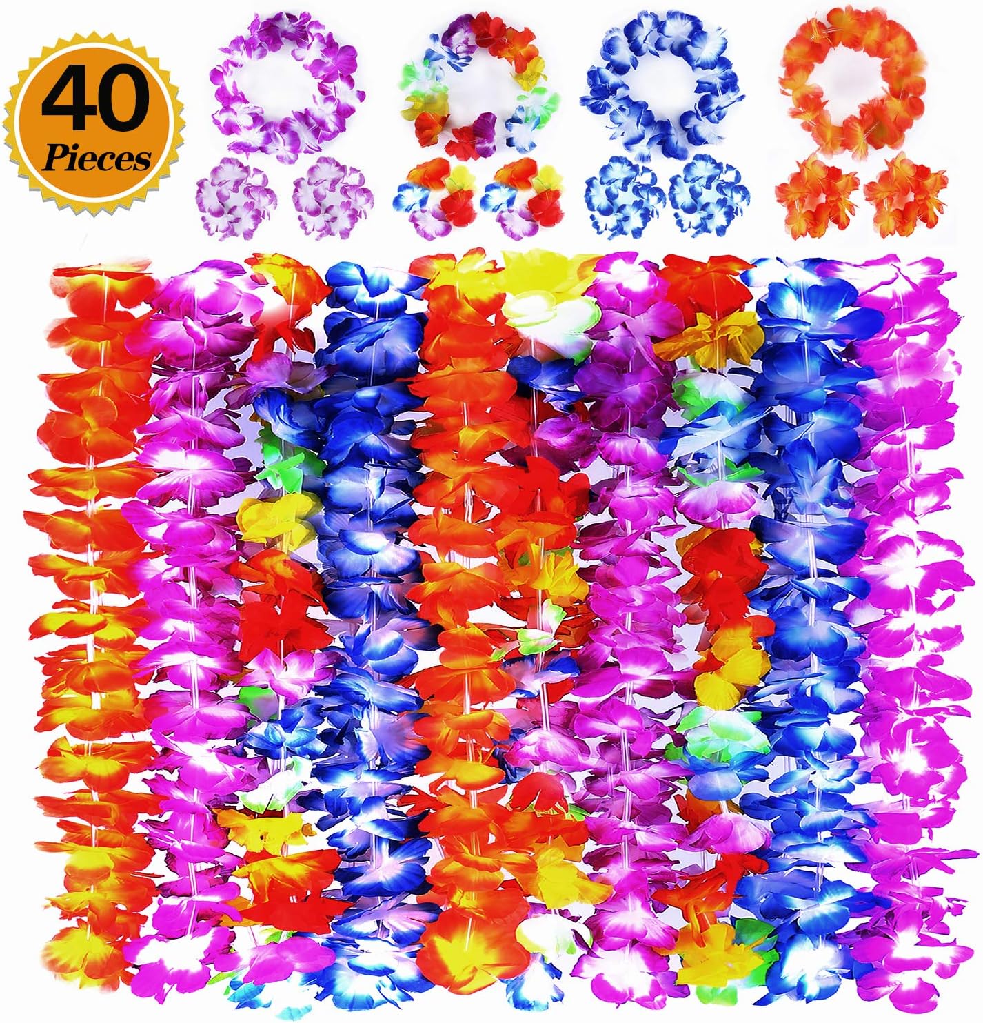 Buy GINMIC Hawaiian Leis for Adults, Luau Party decorations, 40Pcs
