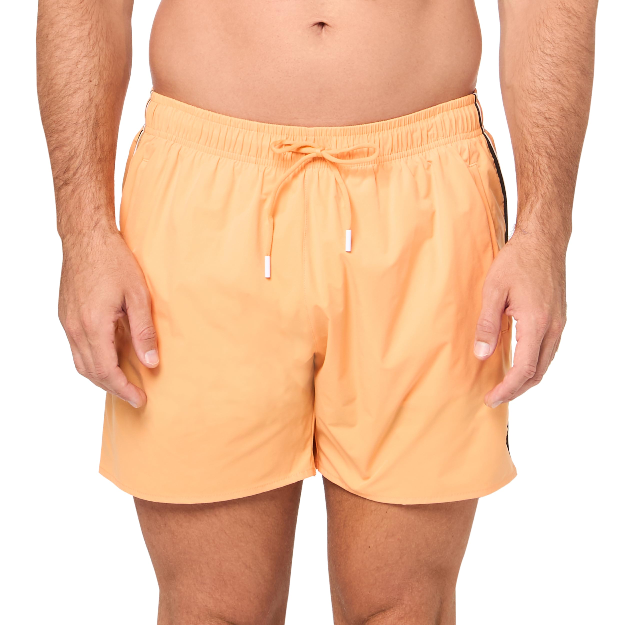 BOSS Men's Solid Swim Trunk with Iconic Side Stripe, Peach Pitt, XL