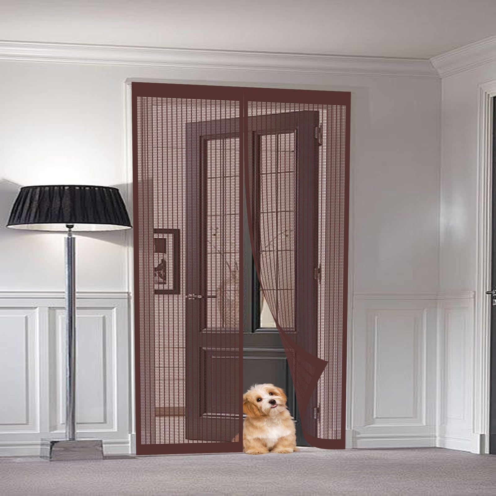 Magnetic Door Screen 83 x 225 cm Fly Nets for Doors Keeping Bug Out Hundreds of Sizes Kid and Pet Friendly Fly Nets for Living Room, Bedroom, Brown