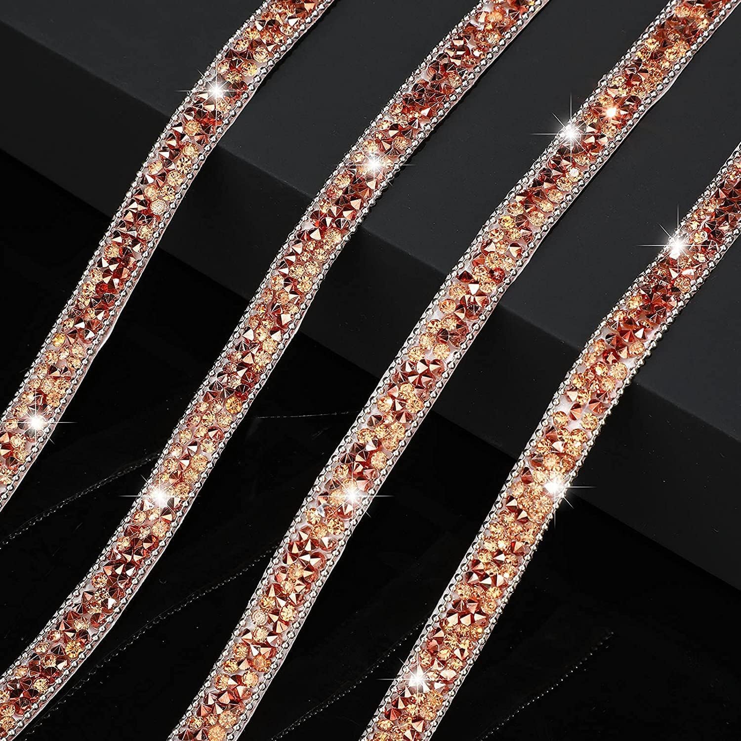 Wstążka samoprzylepna kryształowa kryształ górski diament 5 jardów x 10 mm błyskotka DIY kryształ górski diamentowa naklejka wydarzenie wesele samochód telefon różowe złoto