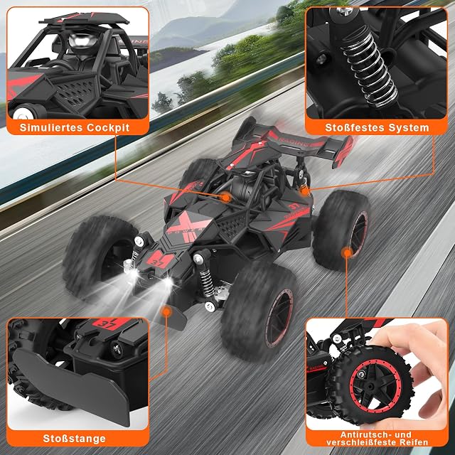 Foto 3 de 7 de Yabtf Coche teledirigido, 2,4 GHz, 1:18, 20 km/h, Mando a Distancia de 40 m, Coche de Juguete Recargable