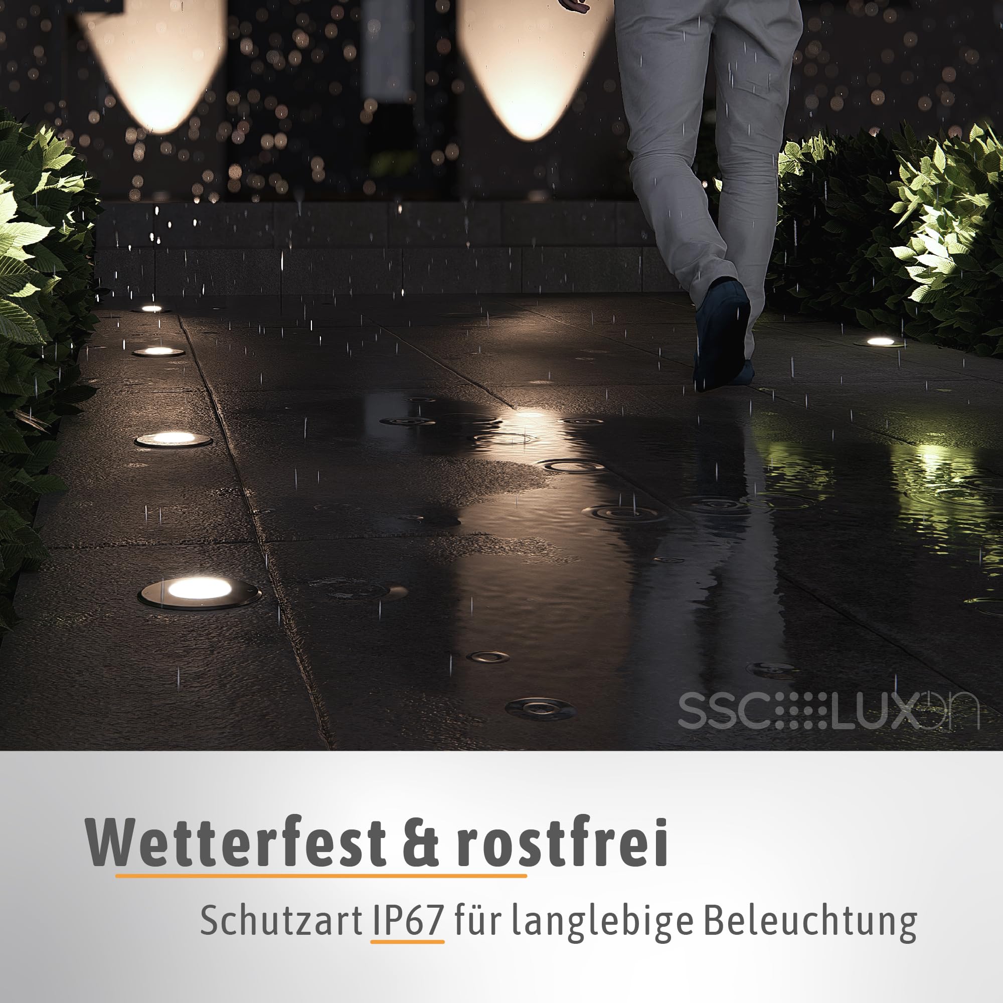 SSC-LUXon 3er Set JUAVI Bodeneinbaustrahler Aussen schwenkbar LED Smart GU10 WLAN RGB CCT - Bodenstrahler befahrbar Steuerung per App & Sprache
