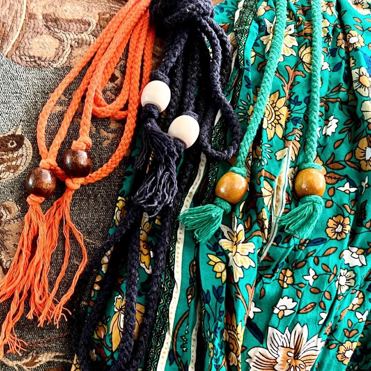 400 Pcs Large Hole Wooden Beads, 5 Colors Natural Wood Hair Bead Wooden Loose Spacer Beads for Jewelry Making Decoration Bracelet DIY Handmade - Image 3