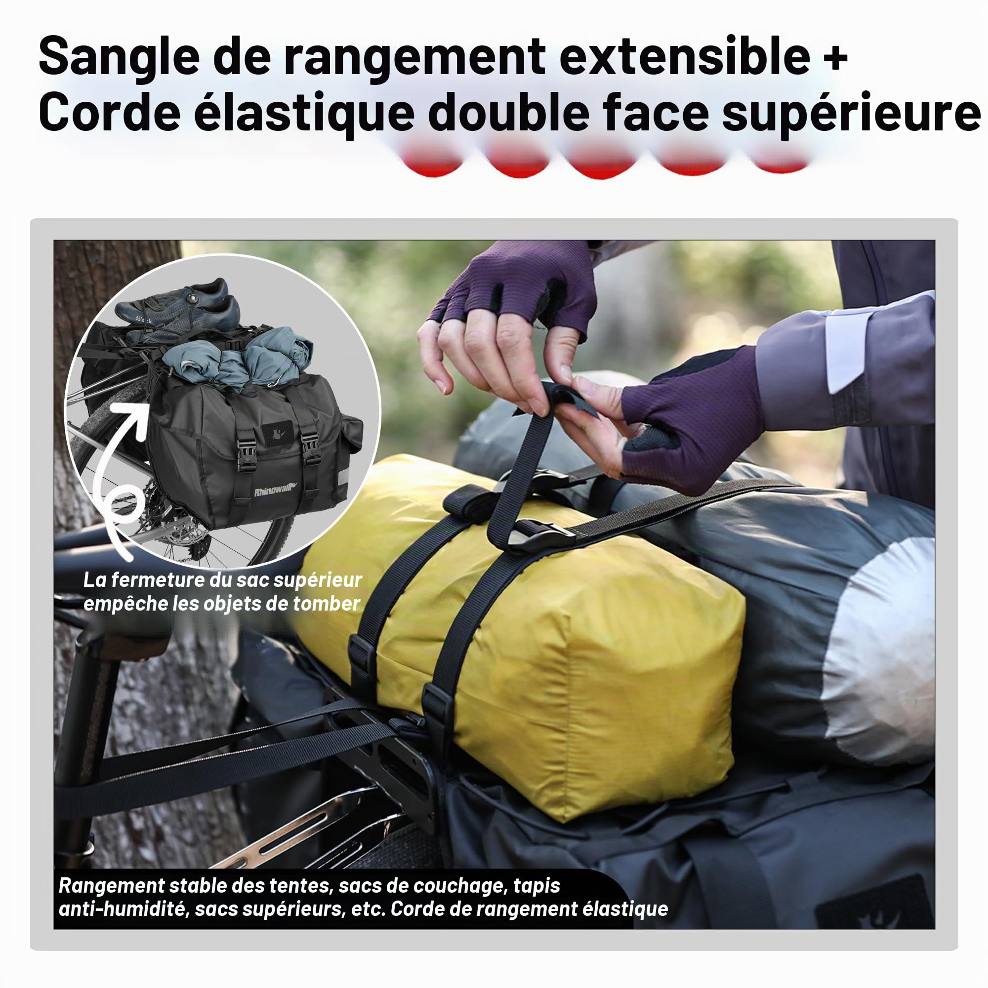 Rhinowalk Sacoche vélo 22 L doubles sacoches de selle pour porte-bagages arrière vélos avec poignée de transport accessoires de vélo professionnels - noir