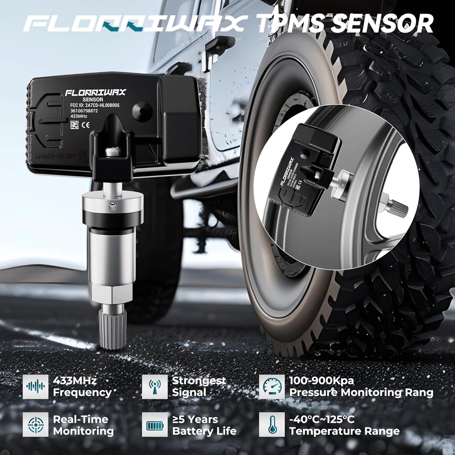 TPMS Sensor 433MHz Tire Pressure Monitoring Sensor Compatible with BMW Ferrari Mclaren Mini Rolls Royce. OE Replacement # 36106798872,36106874830,F11001648001 (4Pcs)