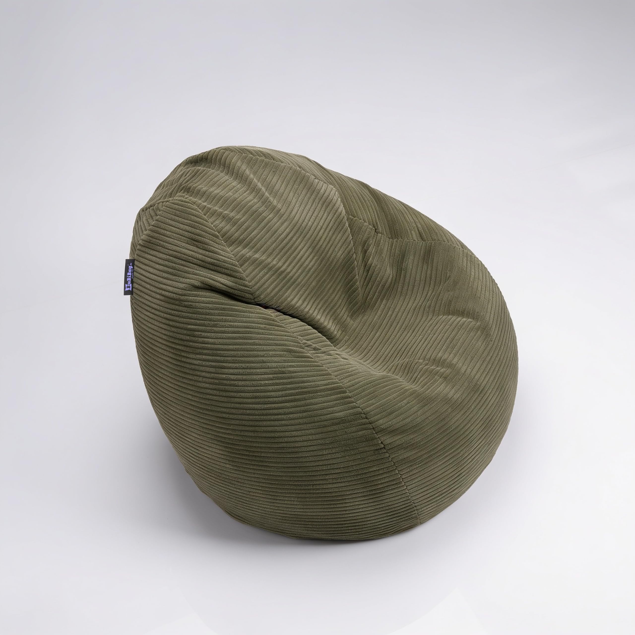 BuBiBag Sitzsack Cord fertig befüllt Öko-Tex X-Large 80x105 cm Indoor Gaming Sessel Bean Bag für Jugendliche & Erwachsene Olive