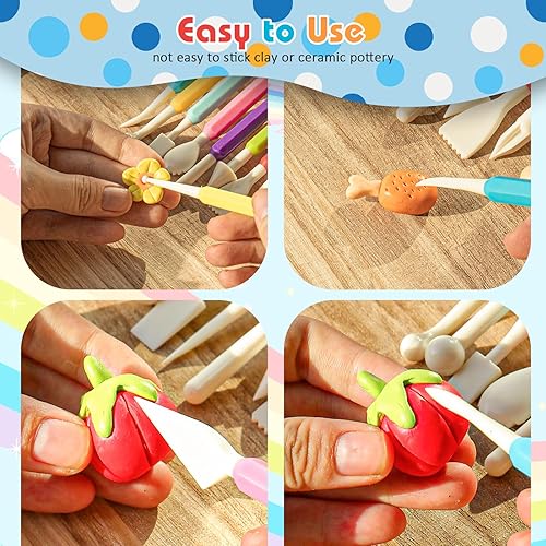 Miniatura 5 de UUSYCUN - 9 herramientas de arcilla para niños y adultos, kit de herramientas de arcilla seca al aire de plástico, herramientas de escultura de